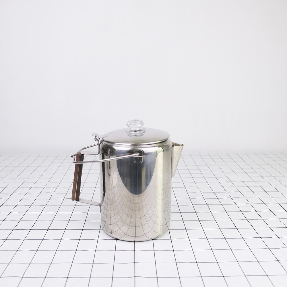 Stainless Steel Stovetop Coffee Percolator Pot Camping Coffee Pot with Glass Knob