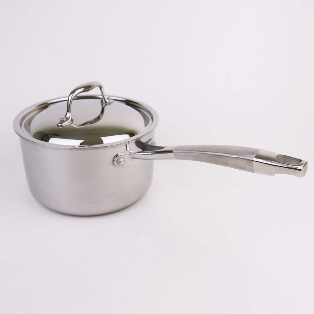 Tri-Ply Stainless Steel Small Saucepan With Lid, Induction Cooking Sauce Milk Pot Sauce Pans