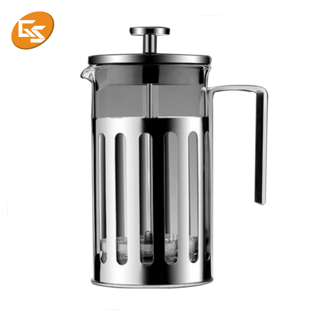 Wholesale Portable Borosilicate Glass French Press 350ml Insulated Ceramic Body Stainless Steel Plating Press Type Kitchen Use