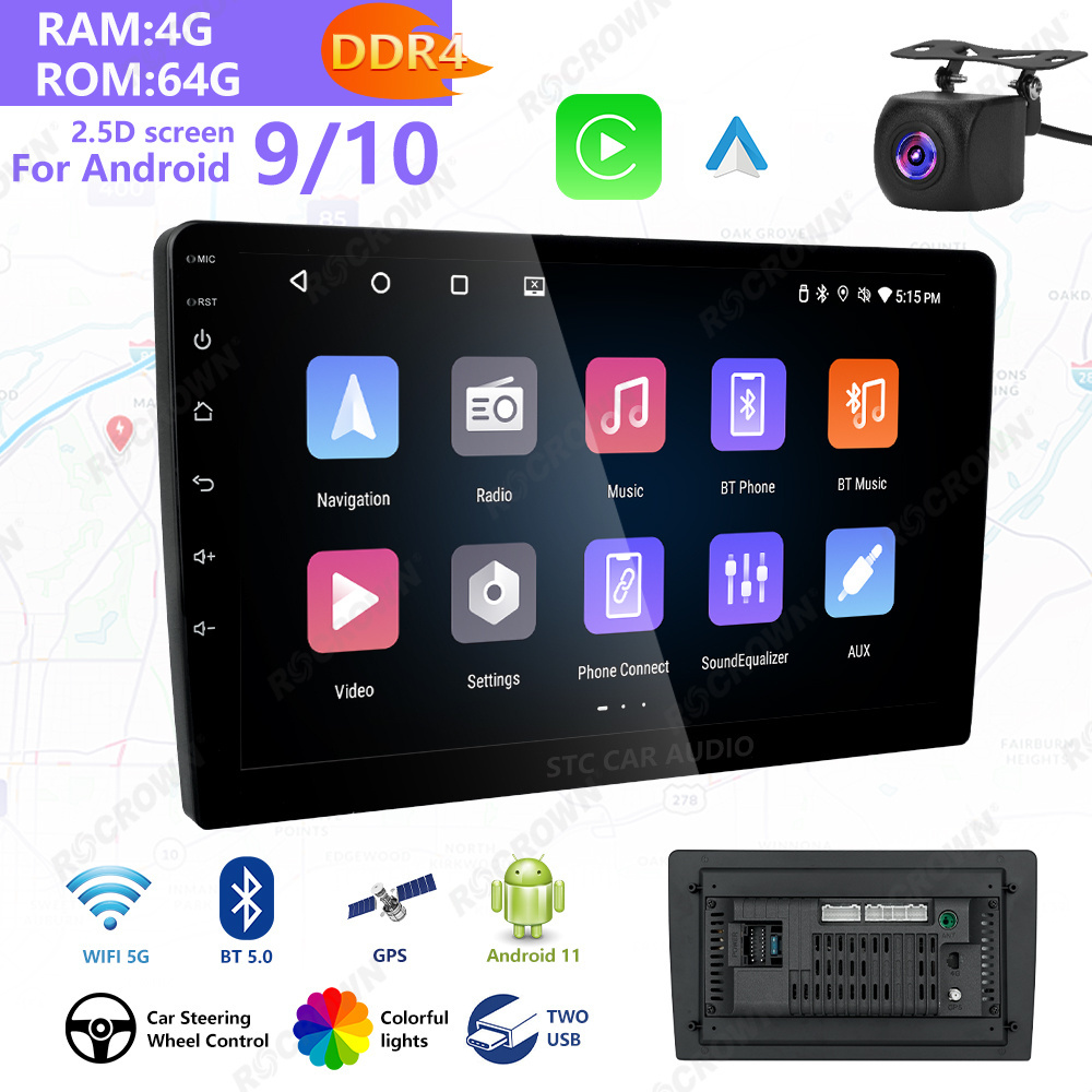 Android 1 Din Car Stereo Navigator Model with 64GB ROM Double Din Car DVD Player and Video Autoradio