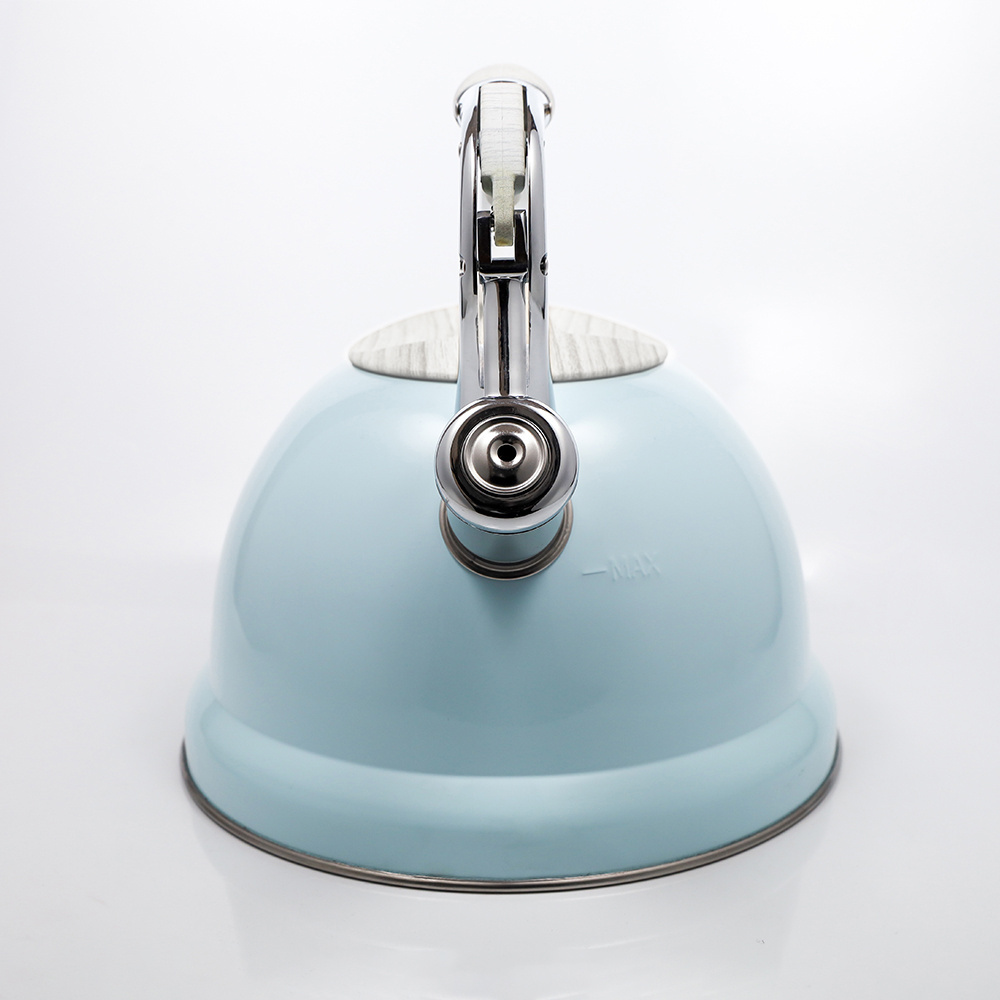 Popular Customize Blue Stainless Steel Whistling Safety Water Tea Kettle Whistle Kettle