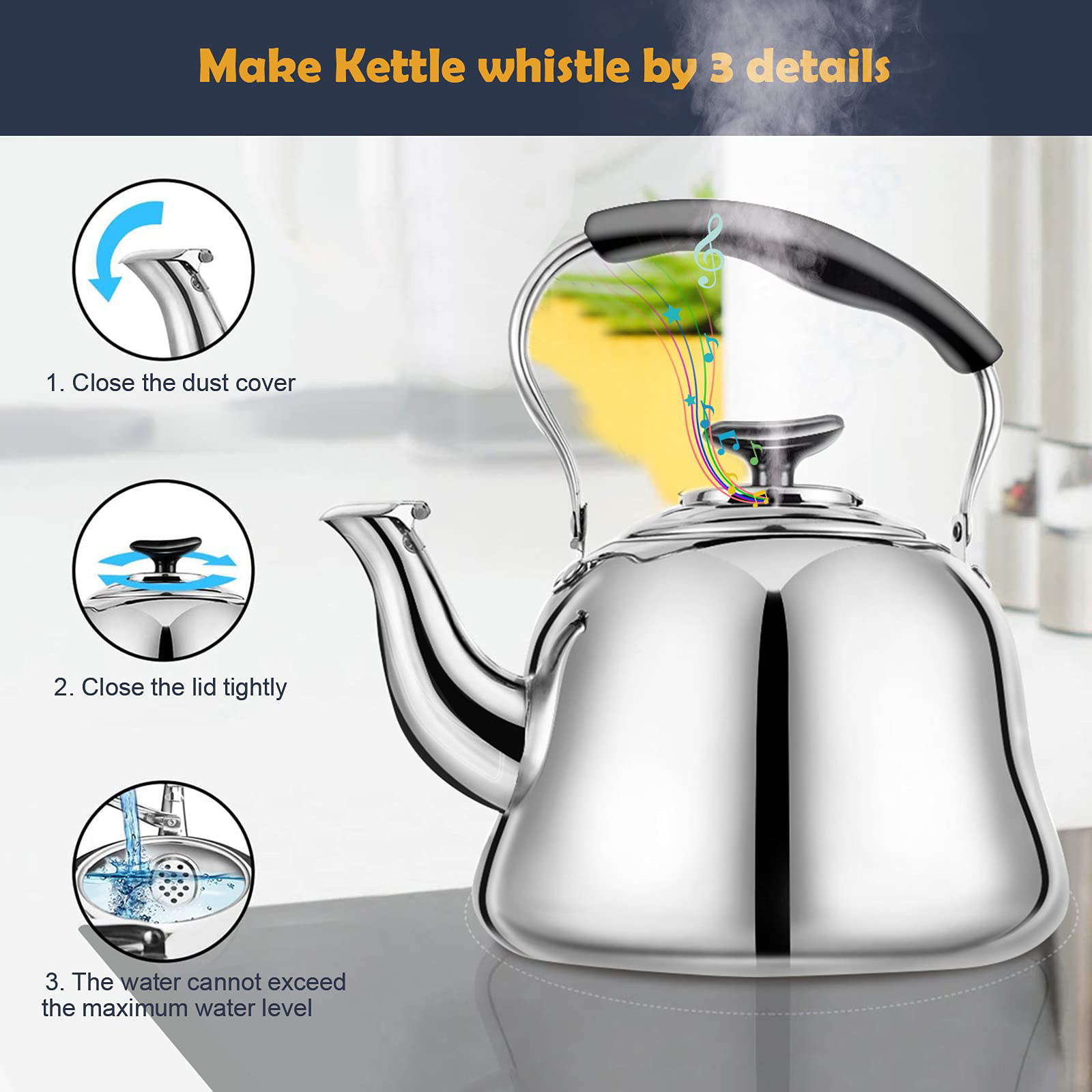 Wholesale Gas Stove Metal Stainless Steel Whistling Water Induction Kettle