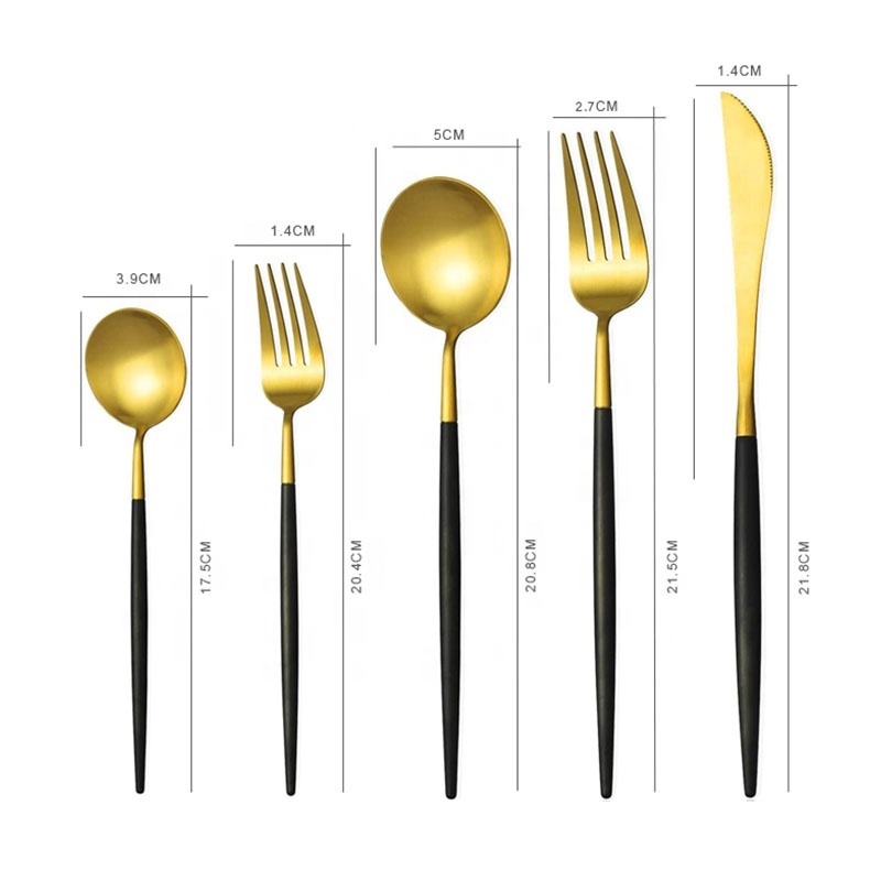 Wholesale Thin Portuguese Stainless Steel 304 Tableware Five Pieces Knife Fork And Spoon Flatware Set