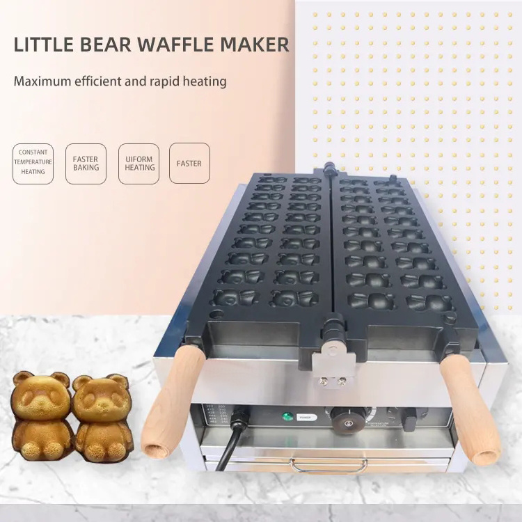 Bear waffle maker for commercial products in the shape of animals Adjustable power customized non-stick bear shaped waffle maker