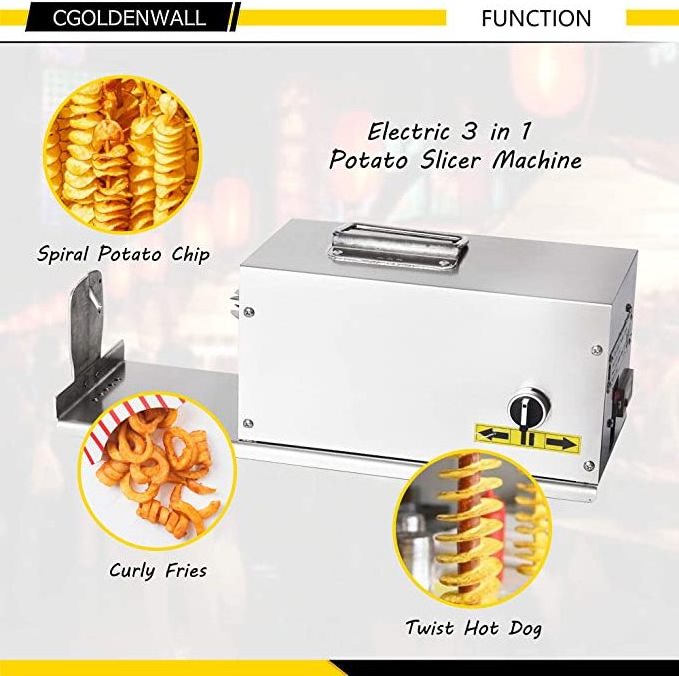 Commercial tornado potato stick slicer, spiral potato slicer, whirlwind potato slicer, cucumber and carrot cutting machine