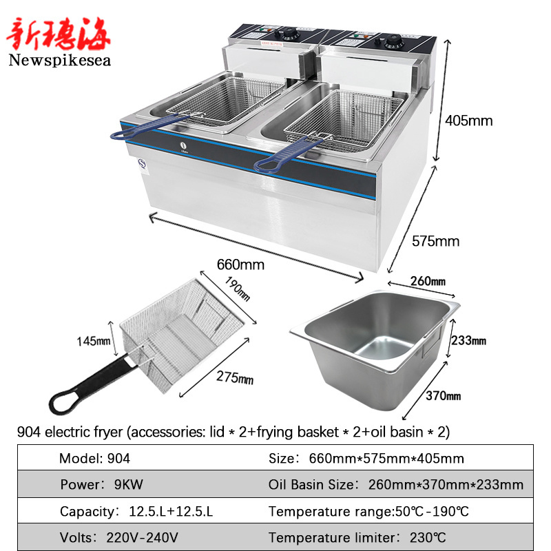 Hot Sale Double Tank Commercial Fish Donut Chicken Potato Fryer Machine French Fries Electric Deep Fryer Spare  oil fryer