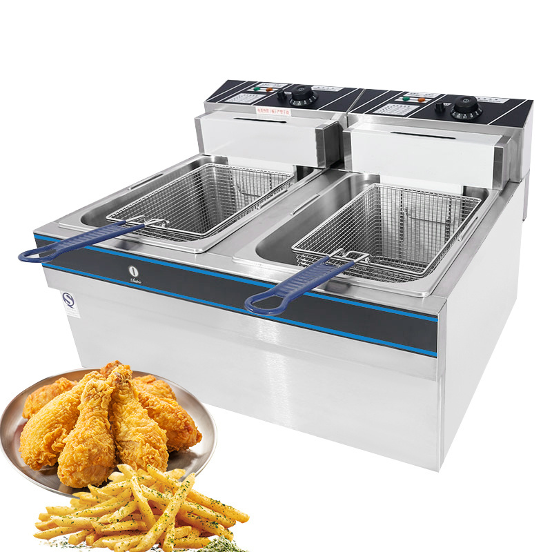 Hot Sale Double Tank Commercial Fish Donut Chicken Potato Fryer Machine French Fries Electric Deep Fryer Spare  oil fryer