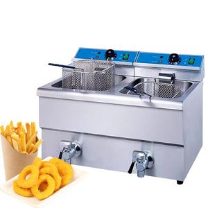 Double-tank Table Top Deep Fryer Gas Commercial Stainless Steel Double Tank Gas Deep Fryer Chicken Nuggets oil fryer Machine