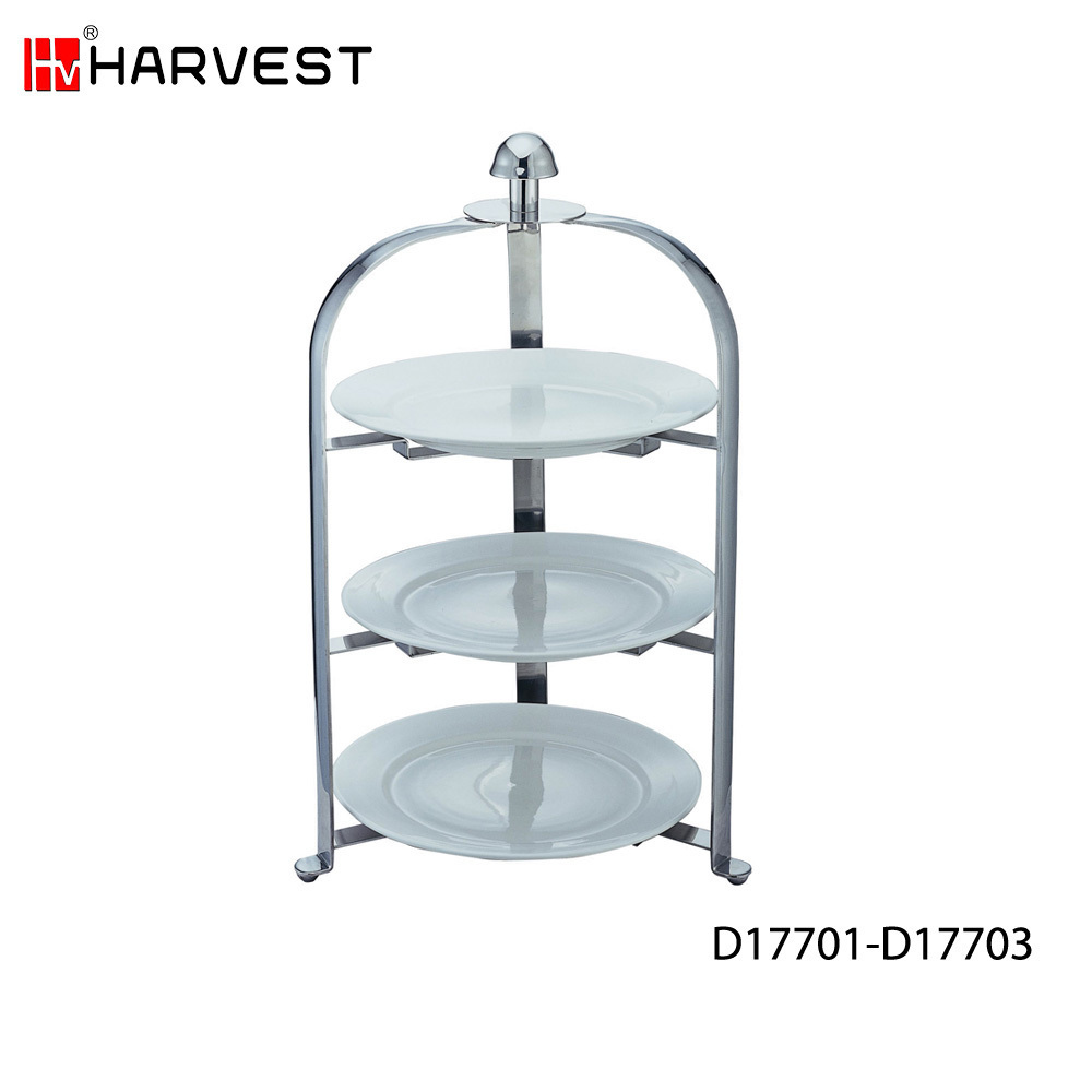 3-Tier Luxury Metal Folding Cake Serving Tray Modern Dessert Plate for Hotel Wedding Christmas Coffee Food Set Metal Cake Stand