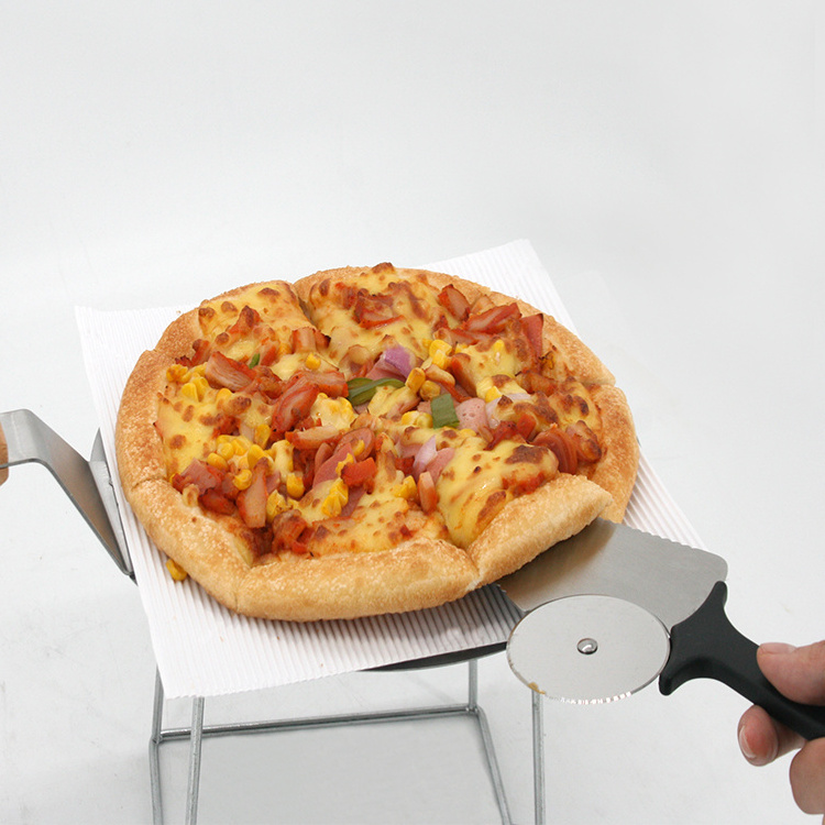 Stainless Steel Round Shape Wooden Handle Kitchen Tool Pizza  Peel Shovel