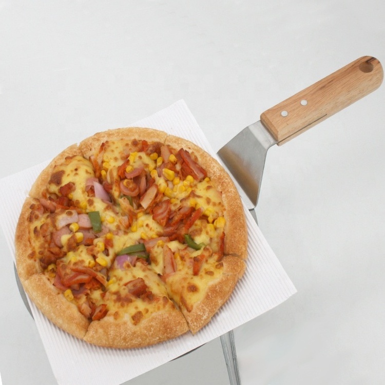 Stainless Steel Round Shape Wooden Handle Kitchen Tool Pizza  Peel Shovel