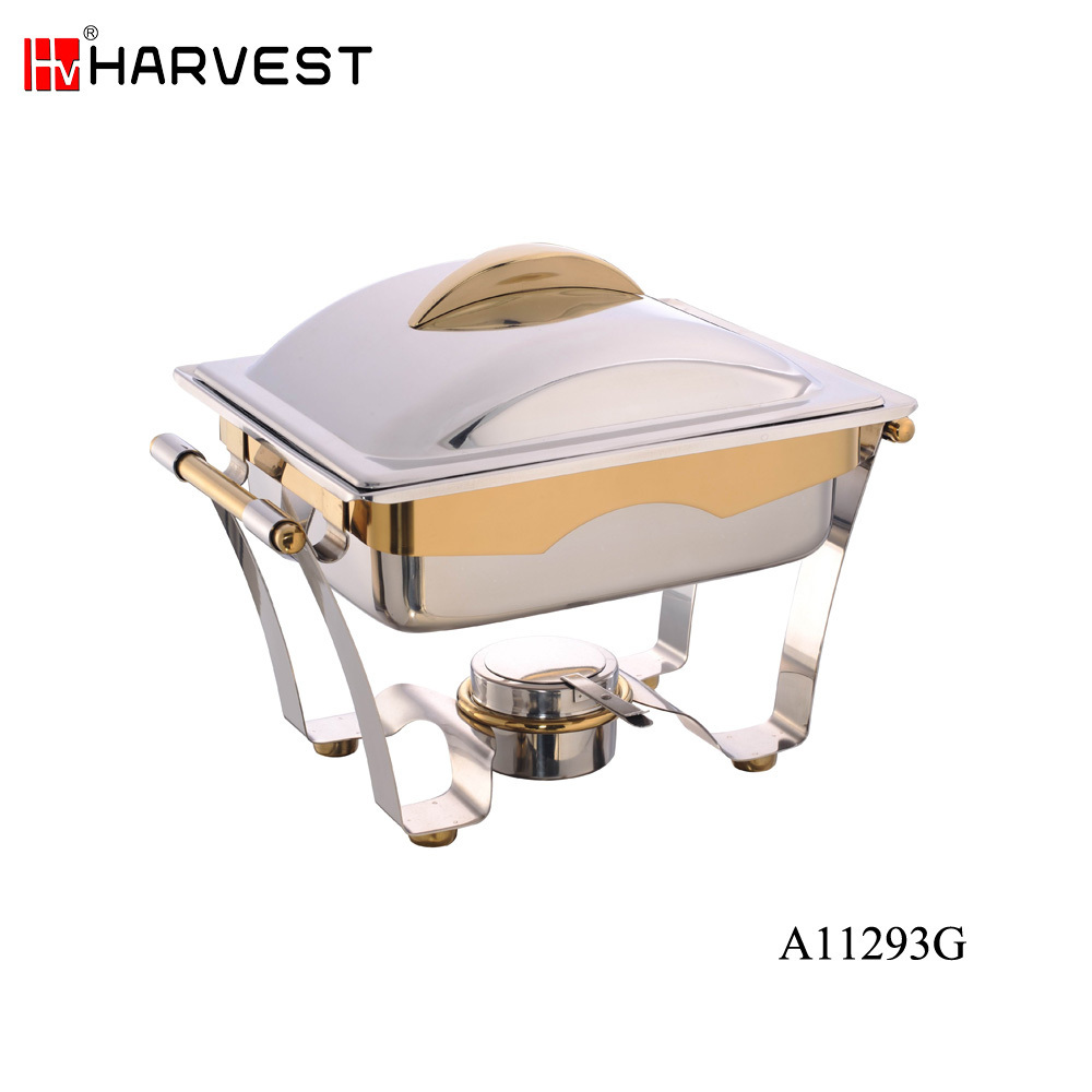 Kitchen equipment tools buffet utnesils round gold stand chaffing dish golden chafing dish