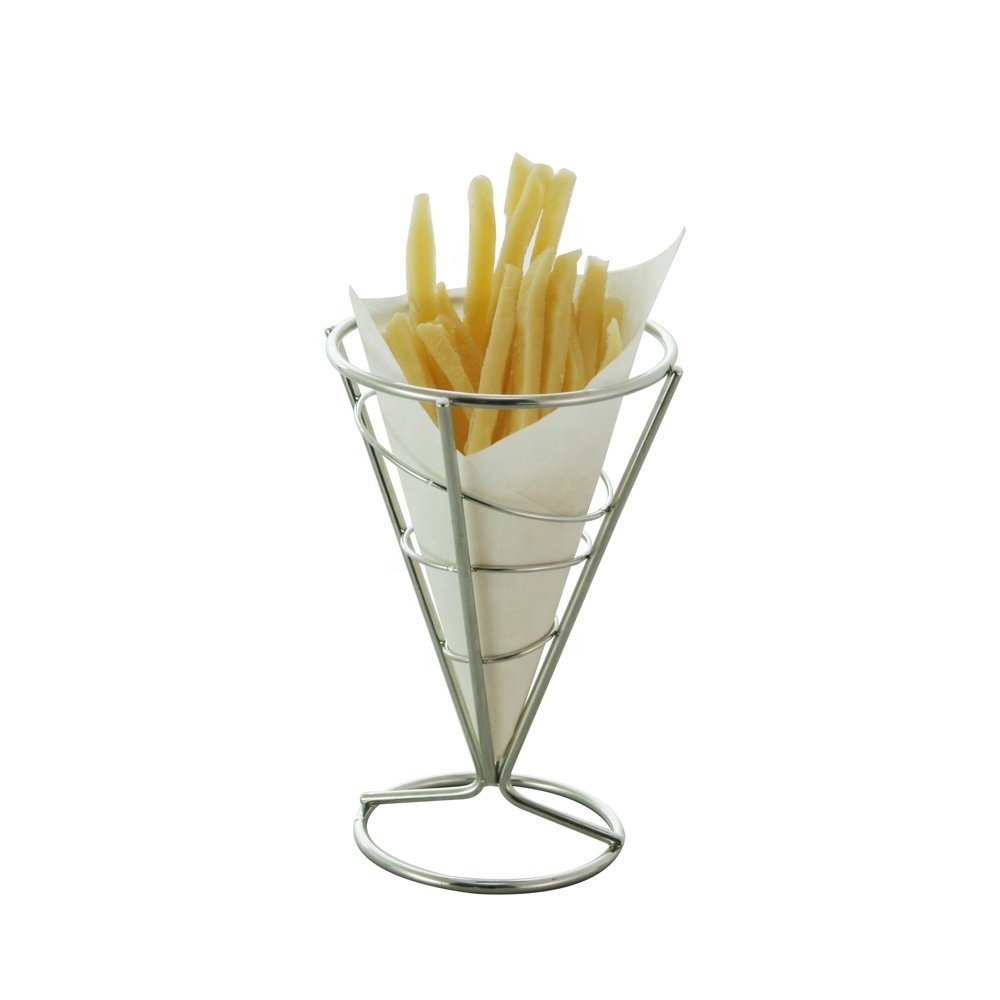 Stainless Steel French Fry Stand Cone Basket Fries Holder