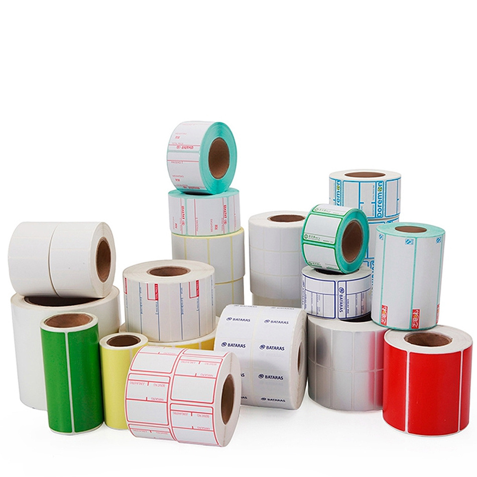 Free Sample 50x25mm Color Coated Pre Printed Self Adhesive Paper Sticker 2x1 Inch Direct Thermal Labels Rolls