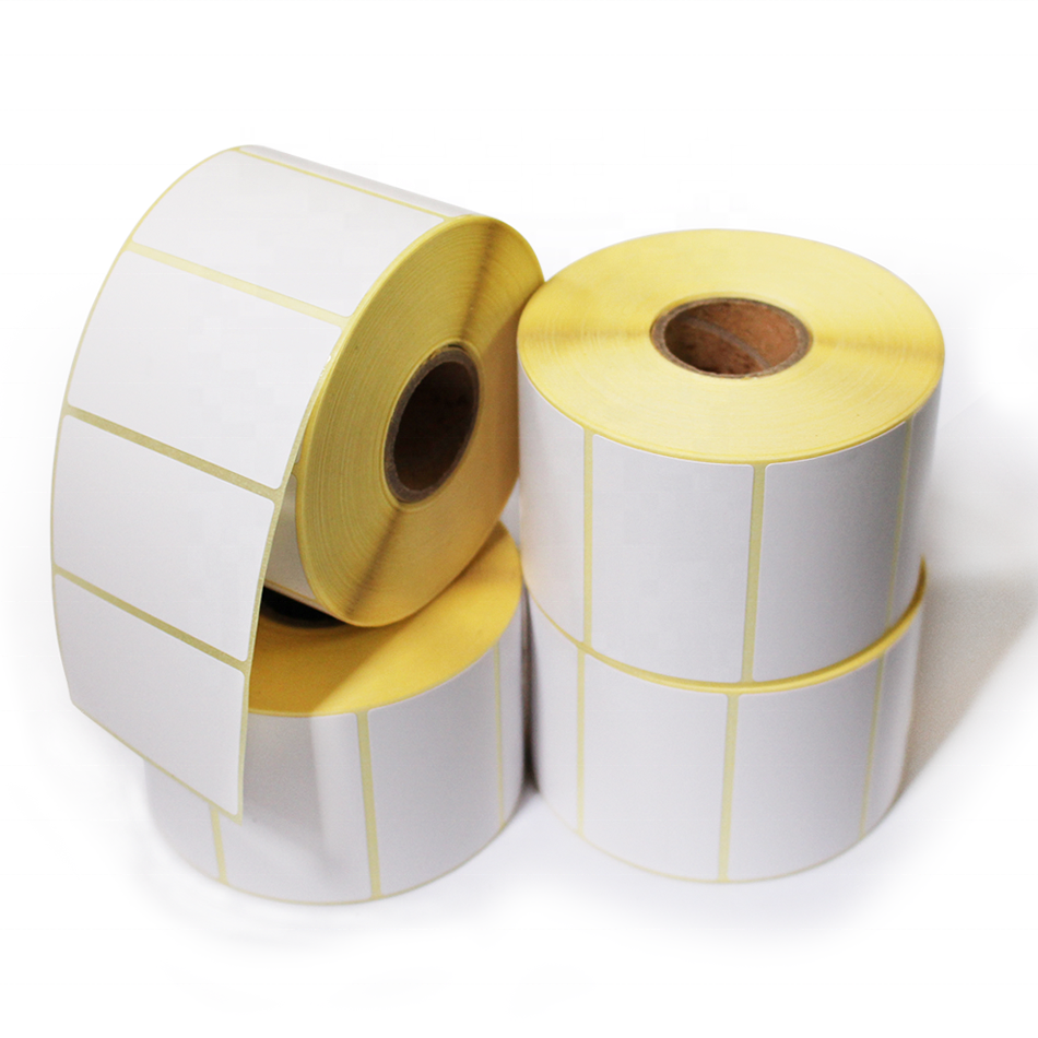 Free Sample 50x25mm Color Coated Pre Printed Self Adhesive Paper Sticker 2x1 Inch Direct Thermal Labels Rolls