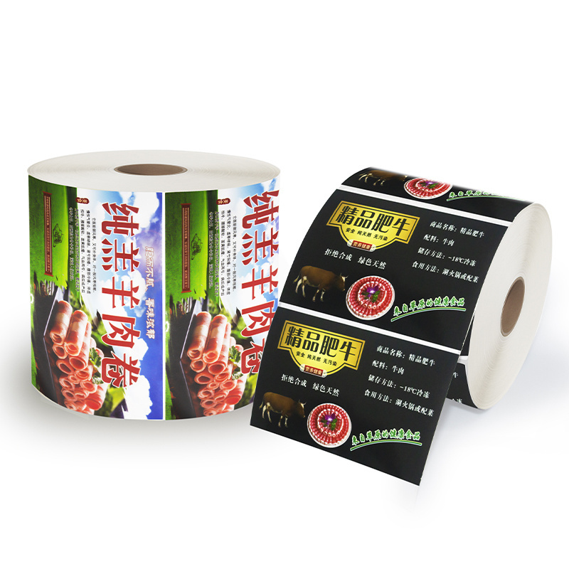 Waterproof Self-Adhesive Logo Printed Food Synthetic Meat Custom Packaging Labels Stickers