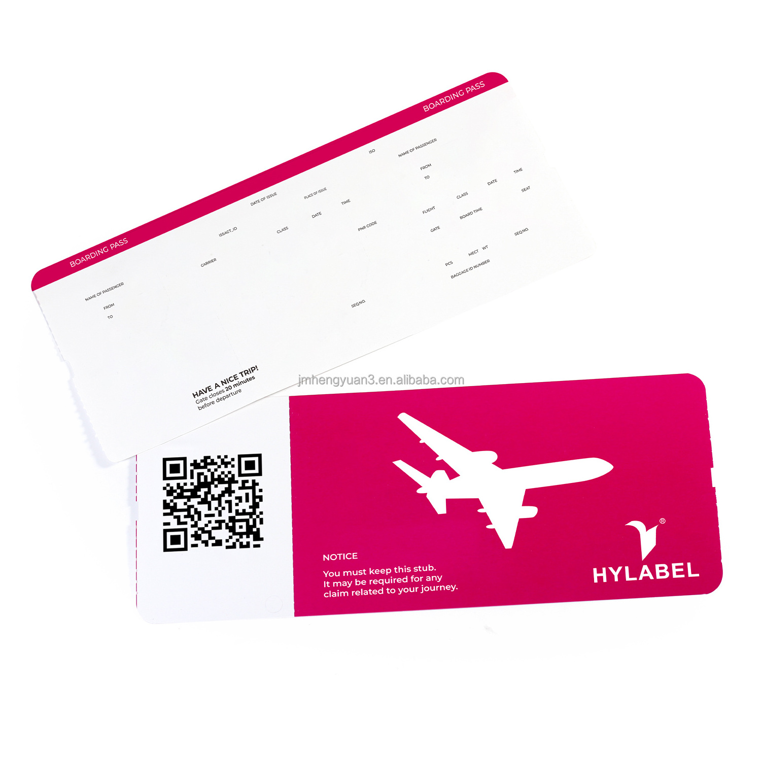 Custom Design Direct Thermal Cardboard Paper Blank Airline Paper Boarding Pass  Flight Line Ticket