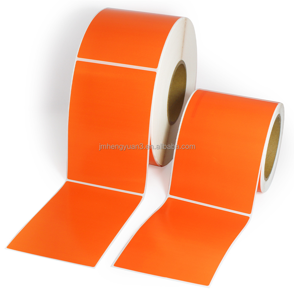 Custom Orange Color Printed Label Thermal Transfer Waybill Adhesive Label Sticker 4x6 inch Shipping Color Label