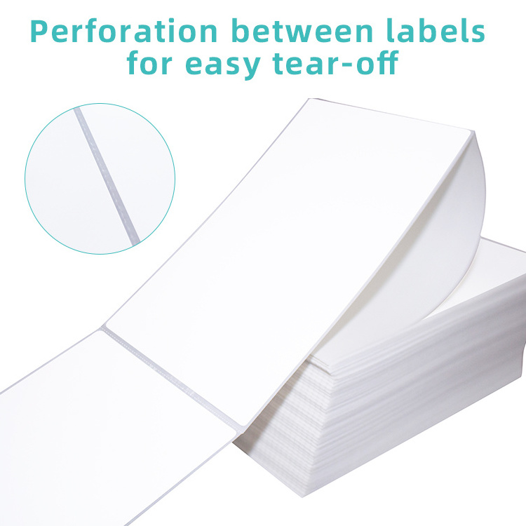 Blank White Waybill Sticker A6 Folded Thermal Label Sticker Paper 100x150 roll shipping Label 4x6 Fan Fold