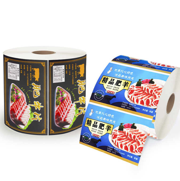 Waterproof Self-Adhesive Logo Printed Food Synthetic Meat Custom Packaging Labels Stickers