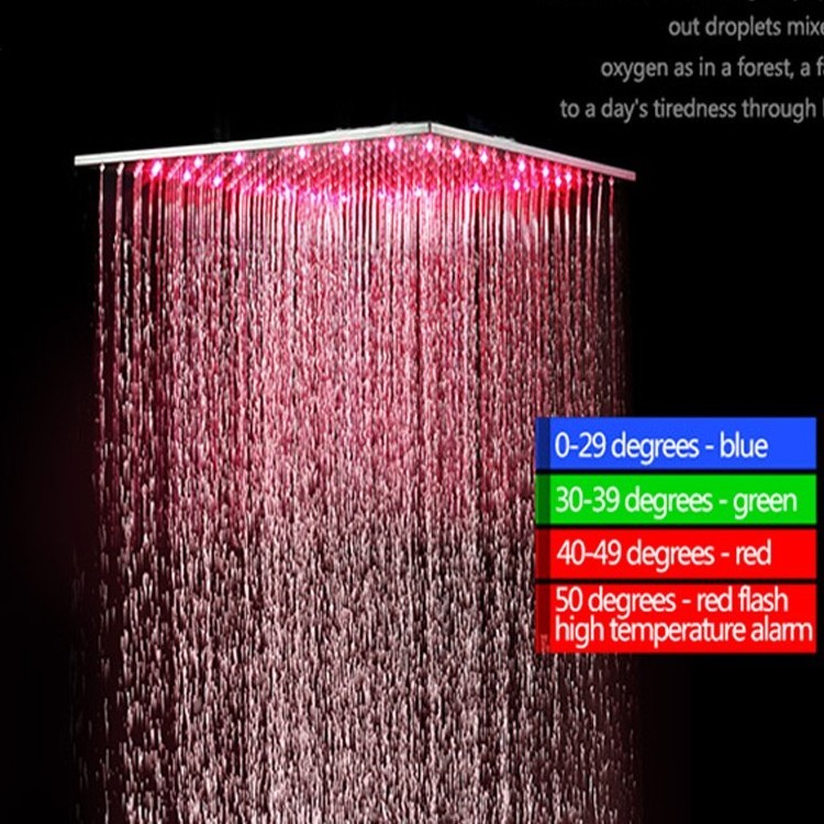 hm bathroom shower with led light stainless steel 24 inches large square rain shower head led