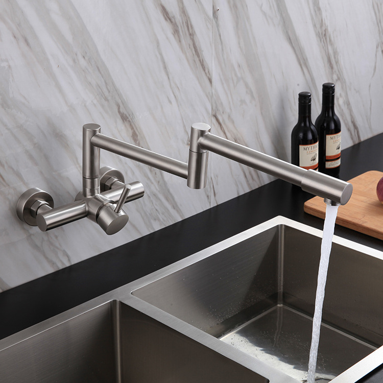 New launched wall mounted faucet 360 degree rotation stainless steel tap kitchen folding faucet