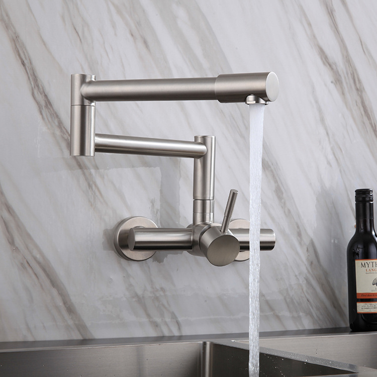 New launched wall mounted faucet 360 degree rotation stainless steel tap kitchen folding faucet