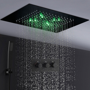 Hidden Modern Matt Black Bathroom Rainfall Bath Tap Concealed Shower Mixers Faucets With Hand Shower Set