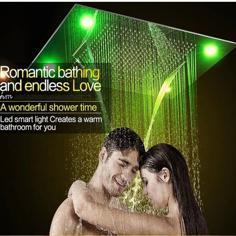 Bathroom fittings 4 function embedded ceiling electric led shower rainfall,waterfall,mist,curtain