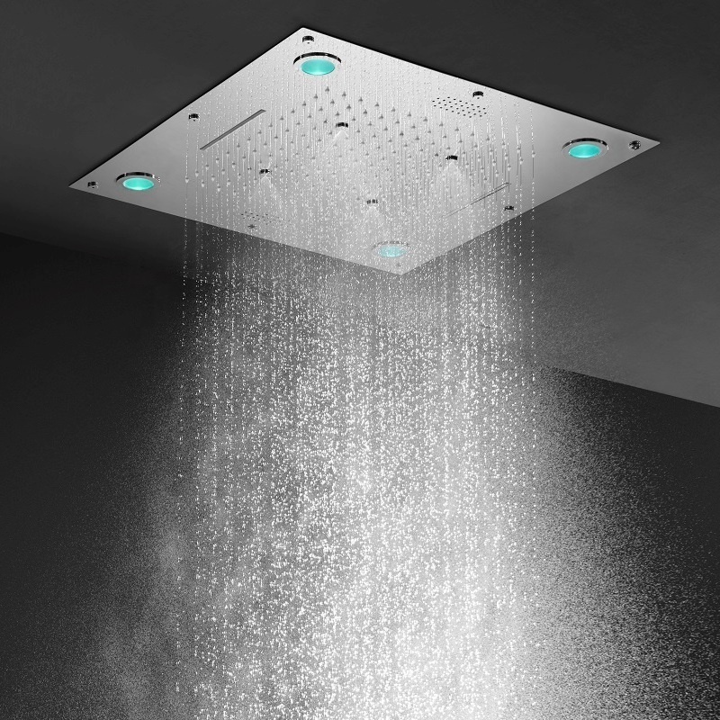 Modern Ceiling 24 inch Waterfall Led Lights Shower Set Bathroom Rain Massage SPA Music Shower Head System