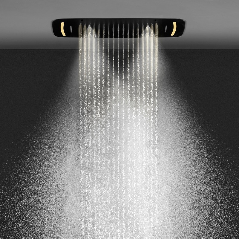 Luxury Bathroom 6 Functions LED Shower System 710X430MM Big Waterfall Rainfall Shower panel with Square Body Spray Jets