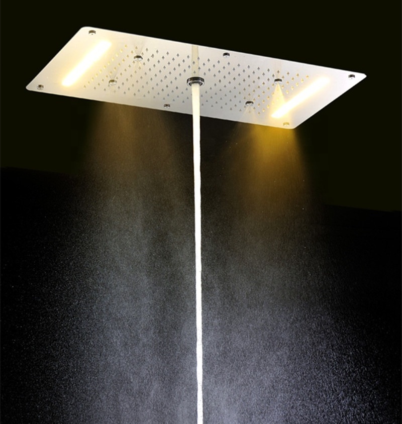 Embed ceiling bathroom shower 700*380mm rainfall ,waterfall, spray , water column many function led bathroom shower head