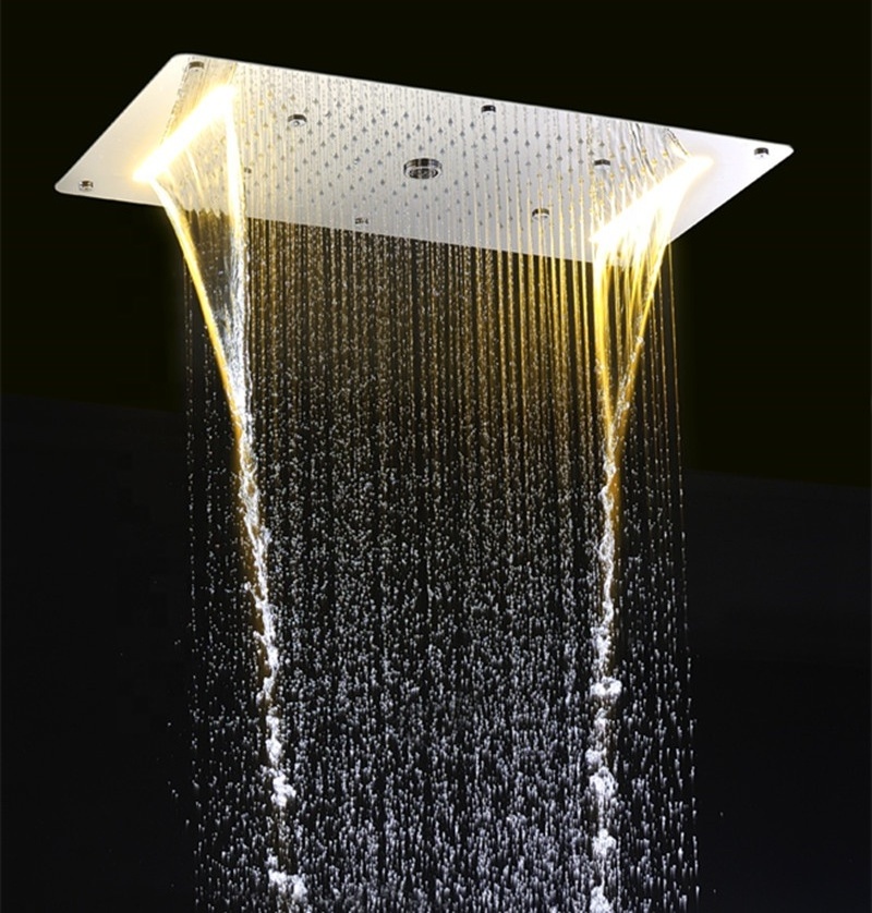 Embed ceiling bathroom shower 700*380mm rainfall ,waterfall, spray , water column many function led bathroom shower head