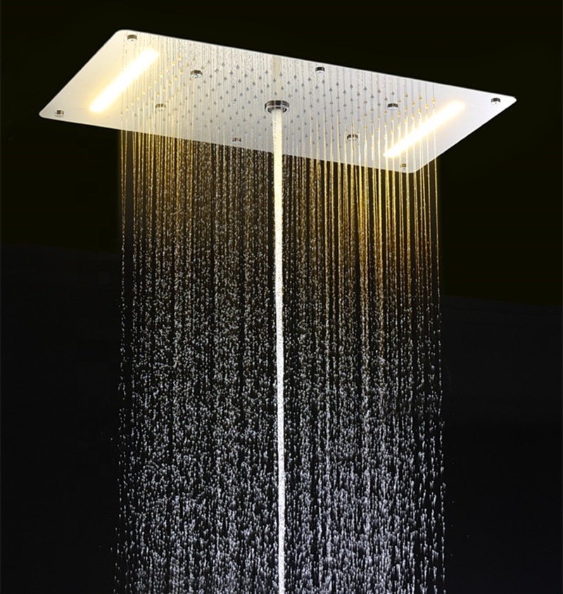 Embed ceiling bathroom shower 700*380mm rainfall ,waterfall, spray , water column many function led bathroom shower head