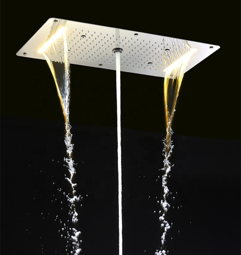 Embed ceiling bathroom shower 700*380mm rainfall ,waterfall, spray , water column many function led bathroom shower head