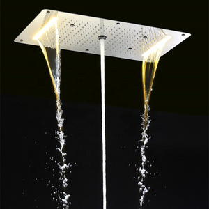 Embed ceiling bathroom shower 700*380mm rainfall ,waterfall, spray , water column many function led bathroom shower head