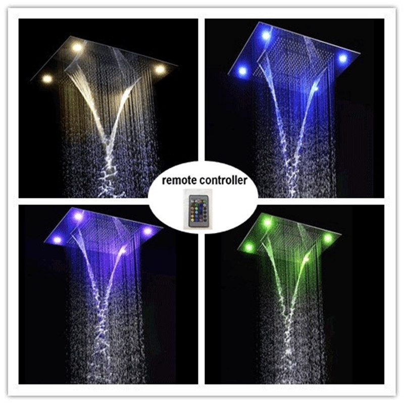 Bathroom Multifunction Rainfall Waterfall Rain Screen SPA Ceiling Shower Head Set Massage Shower Body Jets Faucet Kit 600*800MM