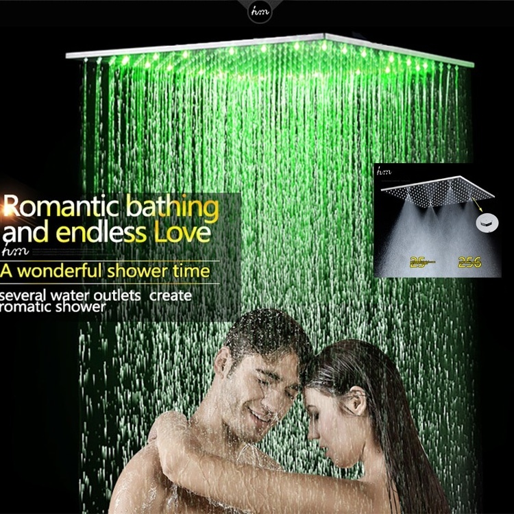 Wholesale Bathroom Faucet Accessories 50x50cm 2 Function LED Overhead Shower large rain ,mist