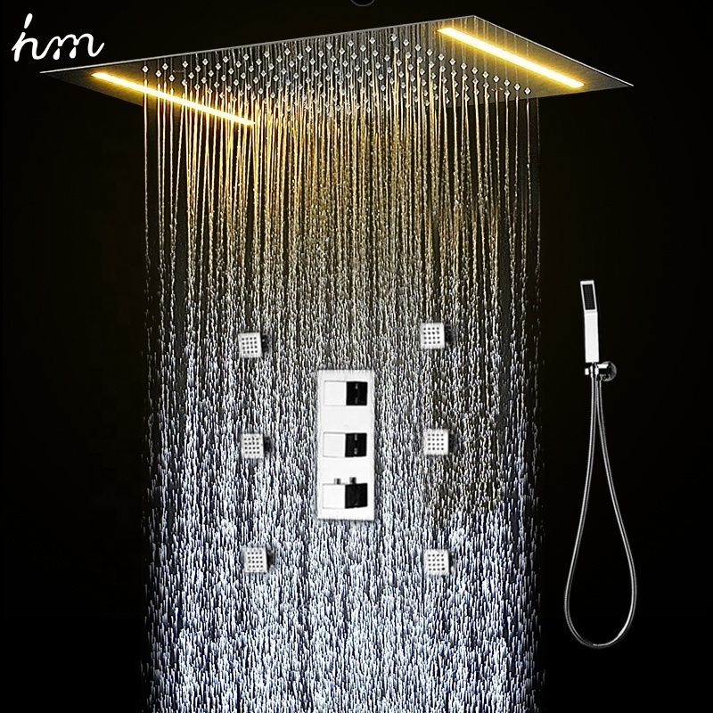 Hot sale China Modern style stainless steel shower 3 function water jets bathroom thermostatic shower set system