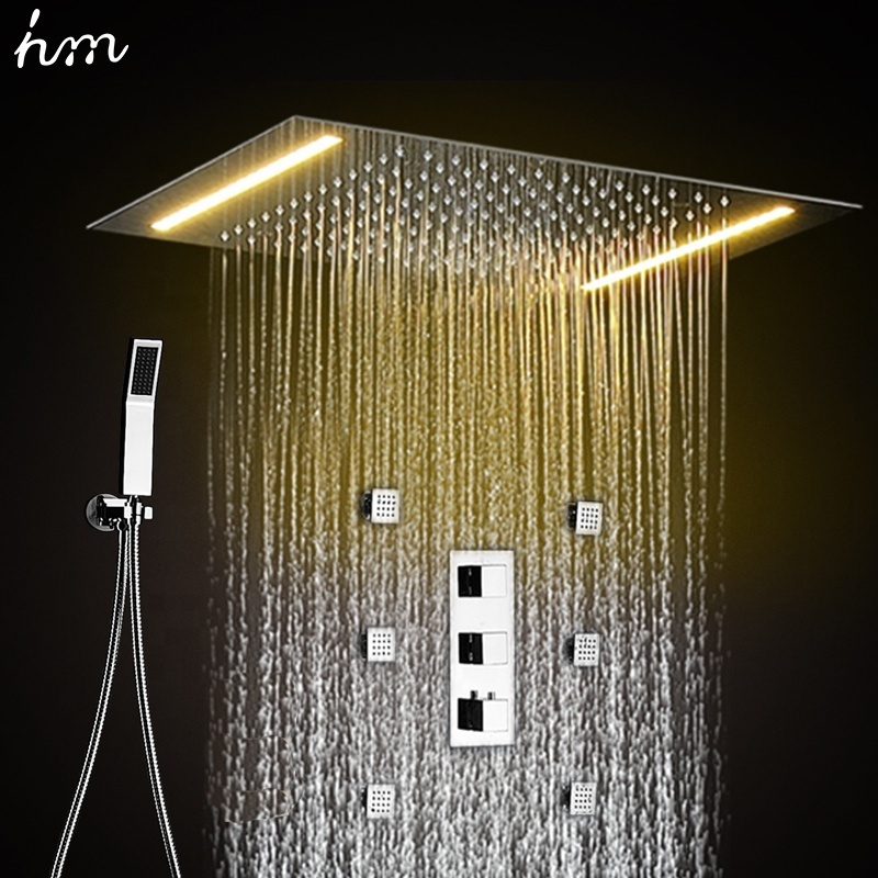 Hot sale China Modern style stainless steel shower 3 function water jets bathroom thermostatic shower set system