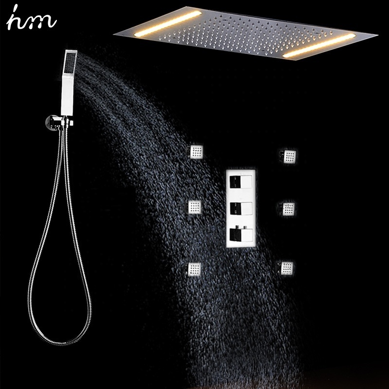 Hot sale China Modern style stainless steel shower 3 function water jets bathroom thermostatic shower set system