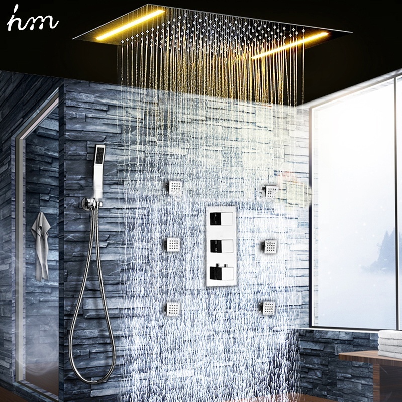 Hot sale China Modern style stainless steel shower 3 function water jets bathroom thermostatic shower set system