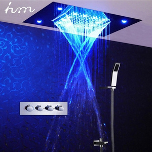 bathroom shower set 500*360mm recessed shower head LED Rain thermostatic shower set