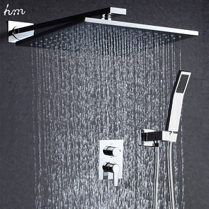 Modern Hot and Cold 10 inch Bathroom Rain Shower Mixer Set Water Saving Shower System Square rainfall shower