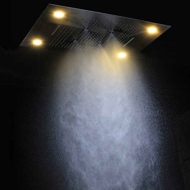 Luxury Bathroom Rainfall Shower Heads Ceiling Waterfall SPA mist LED Shower panel 6 Ways Thermostatic  Shower Diverter Faucets