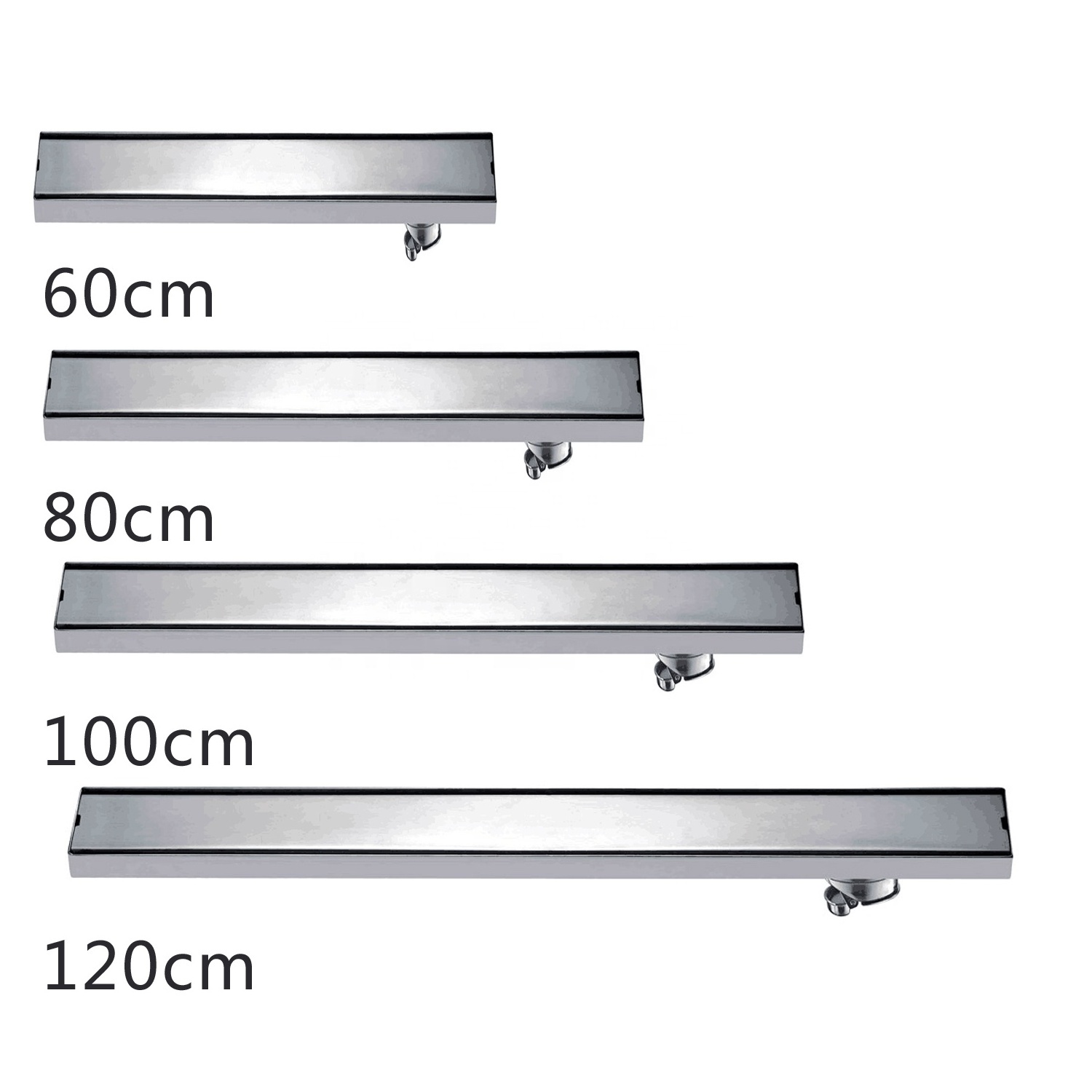 Bathroom Side Drainage Floor Drain Toilet Shower 304 Stainless Steel Invisible Square Long Linear Floor Drain 60cm/80cm/100CM