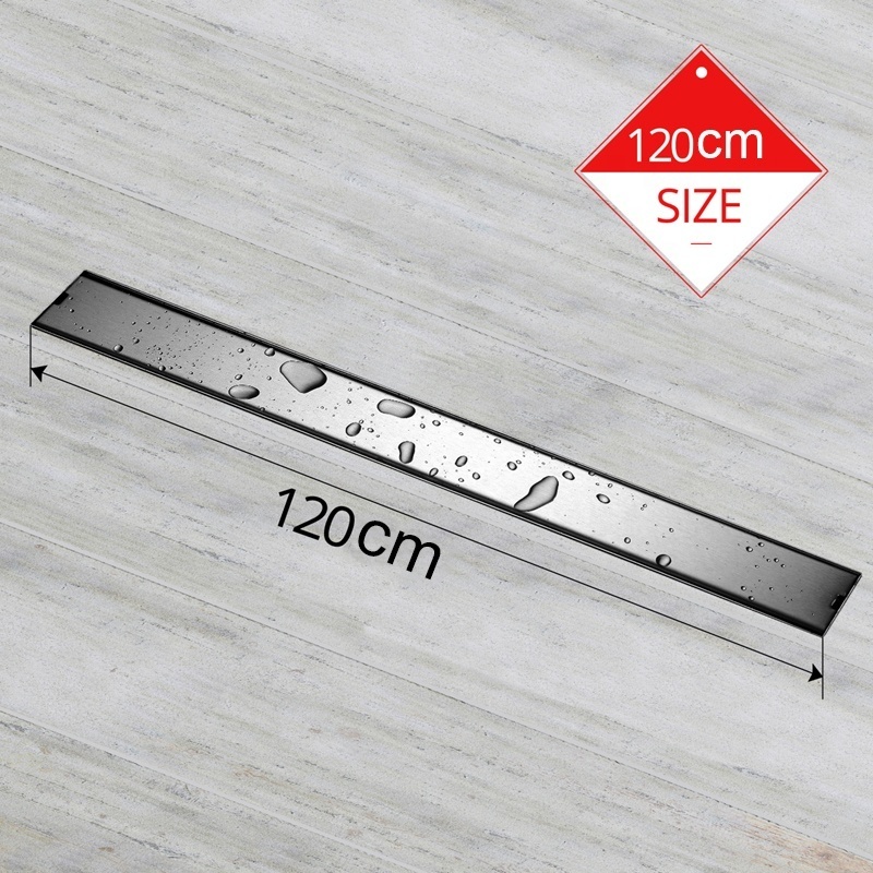 100 / 120 cm Square Stainless Steel Shower Grate Invisible Odor-Resistant Long Floor Trap Drains with Covers