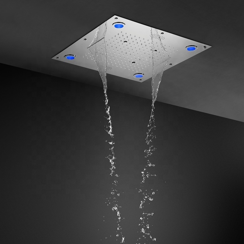 Modern Ceiling 24 inch Waterfall Led Lights Shower Set Bathroom Rain Massage SPA Music Shower Head System