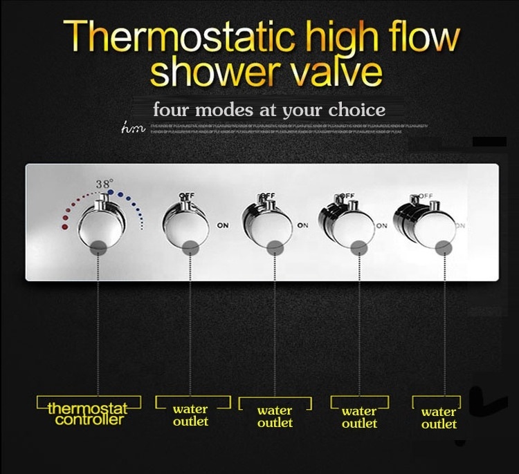 4 function 5 handle temperature control thermostatic diverter valve shower valve multifunctional water valve