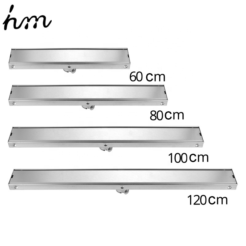 100 / 120 cm Square Stainless Steel Shower Grate Invisible Odor-Resistant Long Floor Trap Drains with Covers